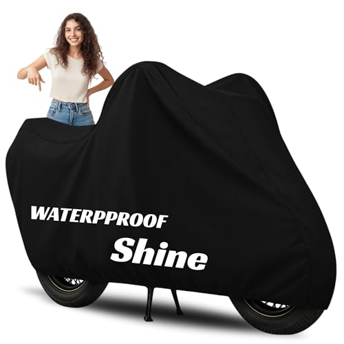 Image of 100% Waterproof Shine Bike Cover | Polyester Body Cover for Rain & Sun | UV Protection, Dustproof, Scratch Resistant, Windproof, Heat Resistant, Vehicle Specific Fit (Black)