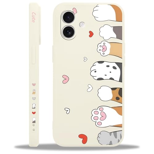 Saqmkil Cover per iPhone 17, Aesthetic Disegni Moda Gatto Motivo Silicone Custodia, TPU Donna Sottile Morbido Antiurto Bumper Protettiva Case Custodie per iPhone 17 6,3'', Cuore