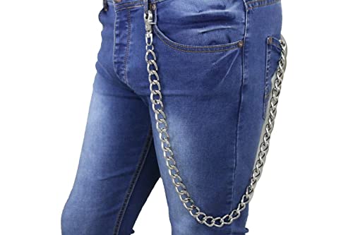TrendyFashionJewelry Men Silver Color Metal Wallet Chain Thick Links Biker Extra Long Strand Strong Heavy Duty 31" Long2