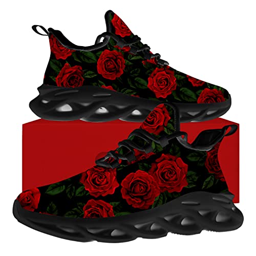 Ciadoon Rose Shoes for Men Women Road Running Shoes Non-Slip Walking Tennis Sneakers Cross Trainer Shoes Gifts4