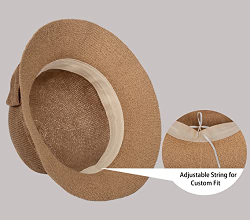 Floppy Summer Cloche Straw Sun Beach Hats For Women Foldable Cotton Linen Bucket Fishing Hat (As1, Alpha, M, Khaki) #TOP5