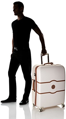 Delsey Paris Chatelet Hardside Luggage With Spinner Wheels, Champagne White, Checked-Large 28 Inch, With Brake #TOP7