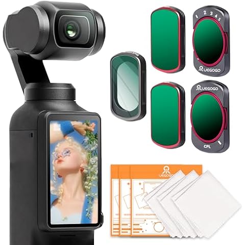 UEGOGO Magnetic Adjustable ND Filter Kit for DJI OSMO Pocket 3,Adjustable ND2-32, ND8, ND16, 1/4 Black Mist, CPL Polarizing Filters, Multi-Coated HD Optical Glass, Ultra Slim Aluminum Frame Cover