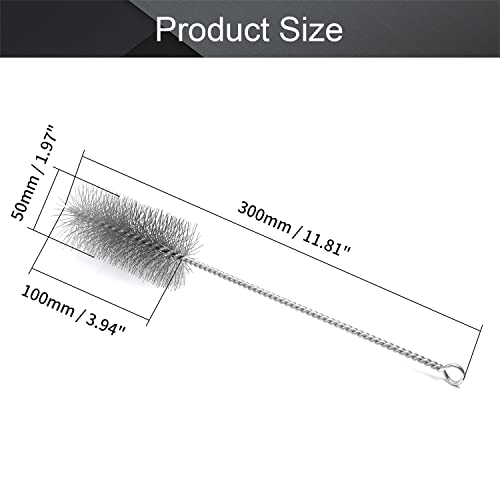 Image of Utoolmart Steel Wire Tube Brush, 2.0-inch Diameter, 12-inch Length, 2pcs | Stainless Steel Wire,Long-Handle Bristle,Spiral Power Design, Cleaning Tool, For Tubes Pipes Bottles, Auto Parts & Lab Use