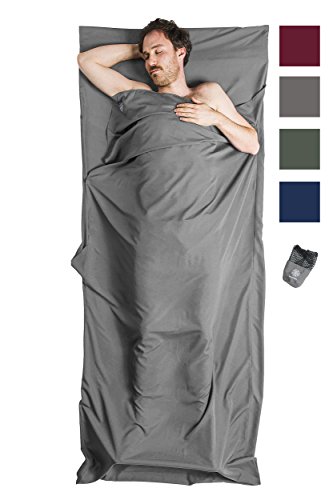 Bahidora Hüttenschlafsack aus Mikrofaser, Schlafsack Inlett, Schlafsack Inlay, Reiseschlafsack. Ideal für Hostels, Berghütten und Jugendherbergen (grau)