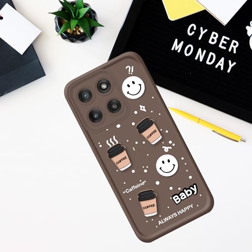 Image of amazon basics Back Case Cover Compatible for Motorola Moto Edge 60 Pro 5G | Cute Fun Cartoon 3D Ball | Coffee Silicone Case | Camera Protection | Body Protection | Shock Proof | Color Brown