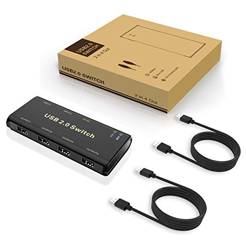 image for USB Switch Selector,ABLEWE KVM Switcher 4-Port USB 2.0 Peripheral Shar