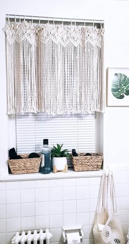 Mkono Wide Macrame Valance, 35 Inch W X 26 Inch H Short Window Treatments Panels Curtain Valance Woven Boho Wall Hanging Home Decor For Kitchen Bathroom Bedroom Living Room Apartment Dorm thumb #5