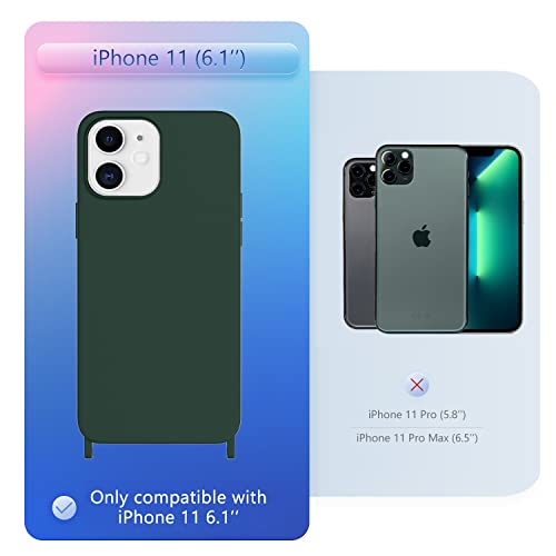 Image of Compatible with iPhone 11 Case with Lanyard Crossbody iPhone Case with Strap Adjustable Shockproof Drop Protection Silicone Phone Cover for iPhone 11 6.1'' Midnight Green