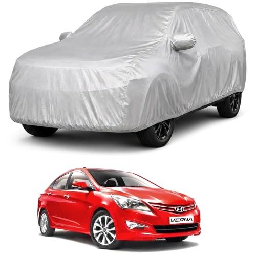 Image of Autofact Car Body Cover Compatible with Verna Fluidic 2011-2016 | Custom Fit Car Cover | 100% Water-Resistant| Triple-Stitched Lightweight Fabric | Dustproof | Indoor & Outdoor Use | Elastic Bottom