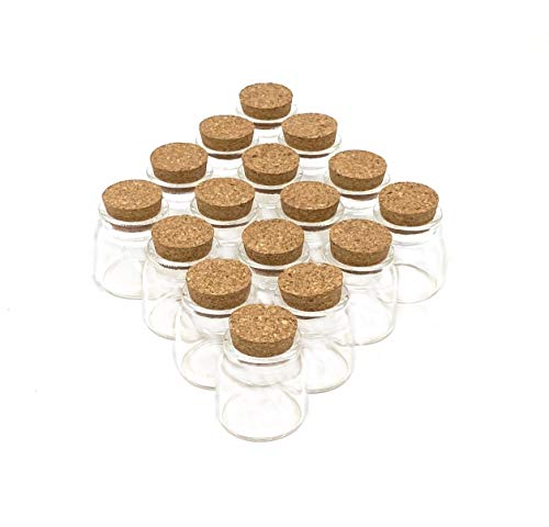 Small Glass Bottles with Cork Stoppers, Set of 16 Mini Jars (20ml) for Party Favors, Wedding, Baby Shower, Decorations, Arts & Crafts and DIY Projects