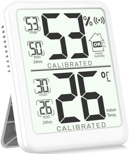Antonki Raumthermometer, Digitales kleines Hygrometer Innenraumthermometer Luftfeuchtigkeitsmessgerät, Temperatur-Feuchtigkeitsmessgerät mit Max/Min Aufzeichnungssensor für Haus, Pflanzen - inkl. Batt Antonki Raumthermometer, Digitales kleines Hygrometer Innenraumthermometer Luftfeuchtigkeitsmessgerät, Temperatur-Feuchtigkeitsmessgerät mit Max/Min Aufzeichnungssensor für Haus, Pflanzen - inkl. Batt