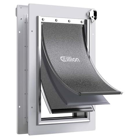 Eillion Medium Dog Door for Door, Doggy Door with Aluminum Frame, 3 Magnetic Flaps, Metal Closing Panel and Lock, Pet Doggie Door for Interior and Exterior Doors Cover