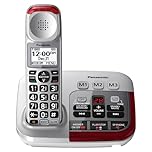 Panasonic 1 Handest Amplified Cordless Phone with Slow Talk, 50dB Volume Boost, 112dB Lound Visual Ringer, Hearing Aid Compatibility, Large Screen and Backlit Keypad - KX-TGM450S (Silver)