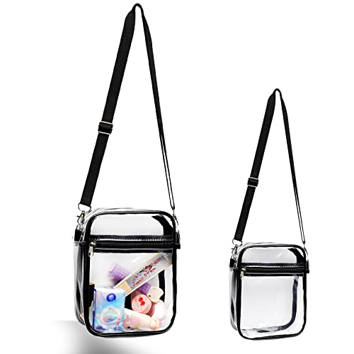 Clear Crossbody Bag - Stadium Approved PVC Purse with Adjustable Shoulder Strap and Front Pocket for Concerts, Sports, Festivals