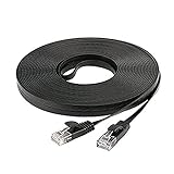 NCElec Weatherproof Flat Cat 6 (Cat6) Ethernet Cable, RJ45 Connector, 32AWG, Up To 1.0 Gbps and 250 MHz (100Ft, Black)