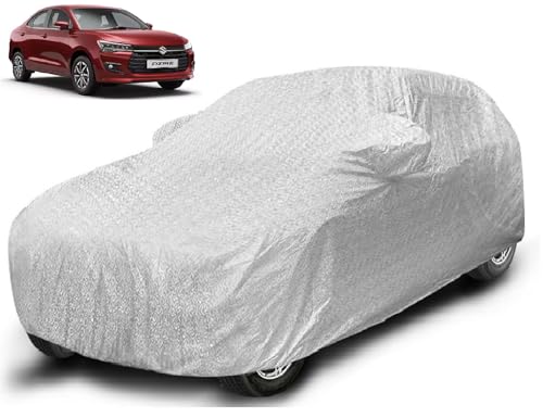 Image of Auto Hub Waterproof Car Cover Compatible with Maruti Dzire (Model : 2024-Till Date) with Mirror Pocket, Soft Cotton Lining, Waterproof Dzire Car Cover- Metallic Silver