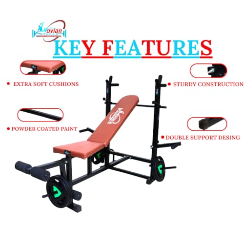 Image of 8 in 1 Strength Multi Gym Bench Adjustable Flat, Incline Decline Bench With Leg Curl & Leg Extension | Gym Bench for Home | Workout Bench Press for Home Gym
