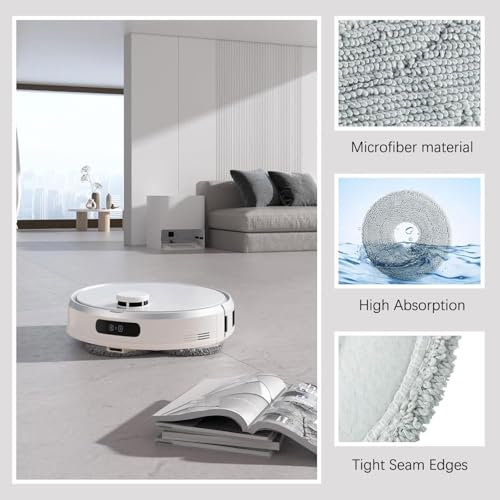 Image of 6pcs Replacement Mop Pads Compatible with Dreame L10s L20 Ultra L10s Pro Ultra Heat L10 Ultra L10s Pro L10 Prime Xiaomi X10+ S10+ X40 Ultra Robot Vacuum Cleaner, Reusable Microfibre Cleaning Cloth
