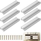 Schrankgriff, 6 Stück Möbel Lochabstand 32mm, Aluminiumlegierung Griffe Schrank, Türgriffe Schrank, Küchengriff, Griffe für Küchenschränke, Schubladengriff, für Schubladen, Schrank, Möbel (Silber)