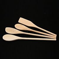 Vista 5 de Cucharas de madera para cocinar, 4 piezas, espátula de madera, antiadherente, juego de utensilios de cocina de 4 piezas, cucharas de madera maciza
