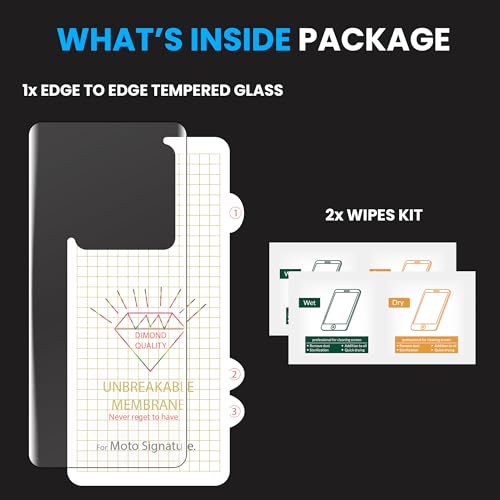 Image of ArmourPro Front and Back Screen Protector for Motorola Signature, Edge to Edge UV Tempered Glass with Clear Back Membrane Guard, Anti-Bubble & Anti-Fingerprint Protection
