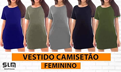 Kit com 03 Vestidos Camisetão Feminino Mulheres Super Estiloso – Branco - Branco - Branco - GG