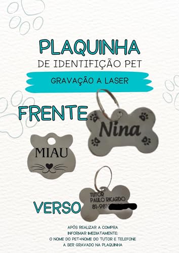 Plaquinha Pingente De Identificação PET Gravação a Laser Com Nome do PET (Gatinho)