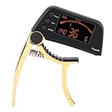 【Empfindlichkeit und Genauigkeit】 Der Gitarren-Capo-Tuner hat eine hohe Empfindlichkeit, Genauigkeit, Präzision und ist bequem zu bedienen. Mit einem Bildschirm und Tasten für die einfache Bedienung.