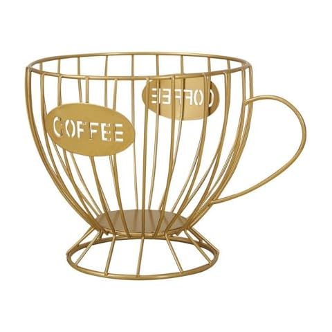 Agirlvct Extra Large Capacity Coffee Pod Holder,Coffee Bar Counter Organizer, Coffee Filter Holder,Capsule Basket,Coffee Bar Accessories for K-cup Kitchen Dinning Room Office Home Cafe Hotel(Gold) Cover