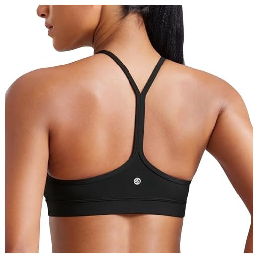CRZ YOGA Vrouwen Low Impact Strappy Gewatteerde Sport BH Y Racer Back Spaghetti Riemen Yoga BH Tops zwart M