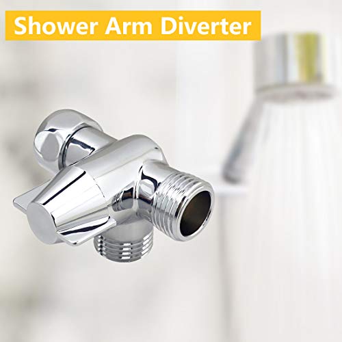 Shower Arm Diverter Valve for Hand Held Showerhead and Fixed Spray Head G1/2 3 Way Universal Bathroom Shower System Component Replacement.