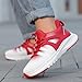 YOLARK Boys Girls Sneakers for Kids Non-Slip Tennis Shoes Fashion Lightweight Breathable Running Sport Athletic(White Red Big Size 2)