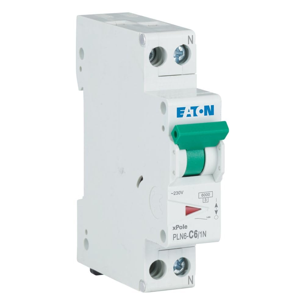 Eaton PLN6-C6/1N-DE Disjoncteur 6 A 1P+N 1 pôle + N - Caractéristique C - Interrupteur LS 1 TE une unité de division large (263279)