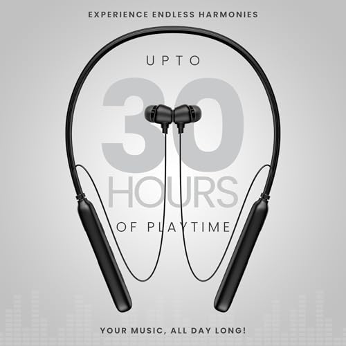 Image of OOGE Tune 8 Neckband Bluetooth Earphones, 30 Hours Playtime, Deep Bass, Type-C Fast Charge, Sweat Resistant, Magnetic Eartips, Sound Pulse Mic (Satin Black)