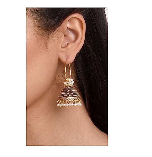 Efulgenz Indian Oxidized Hoop Jhumka Earrings Traditional Bollywood Bridal Wedding Jewelry Oxidized Jhumka Jhumki Earrings Set for Women3