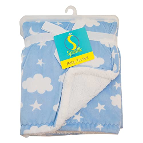 Image of SpaSilk Baby Boys Velboa Fleece Blanket with Thick Stitch Trim