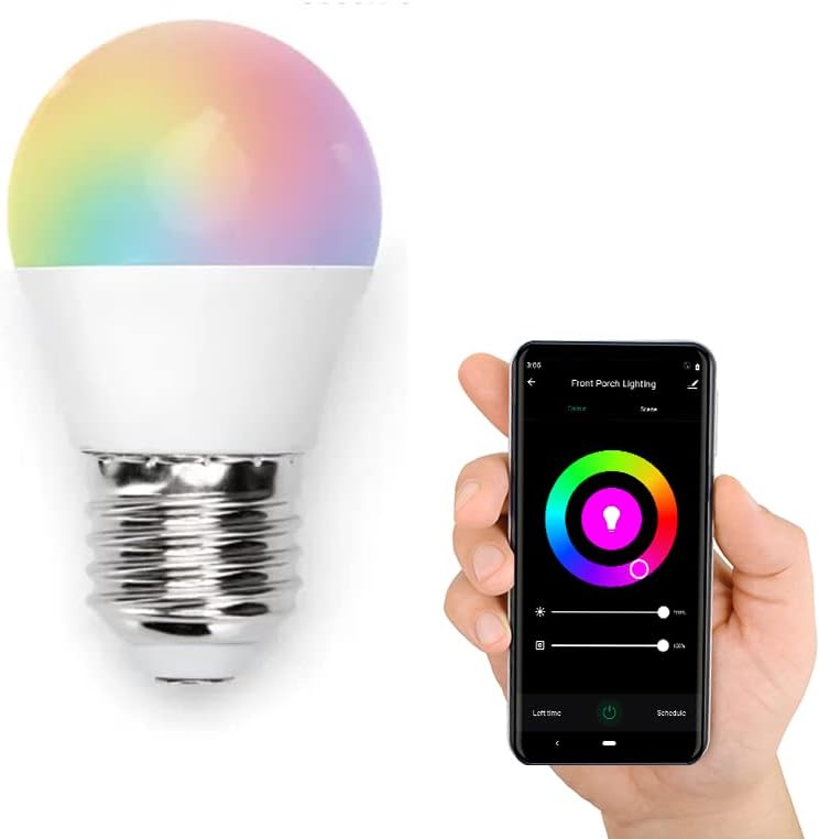Lámpara inteligente WiFi LED G45 E27 6,5W con control remoto regulable, ideal para iluminación del hogar y atmósfera personalizable