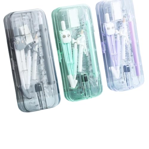 JIACHEN 分度器定規小学生学習セット児童数学描画ツール簡潔で愛せる多機能幾何羅針盤セット9点セット文具学習用品小中学生用(紫(むらさき))