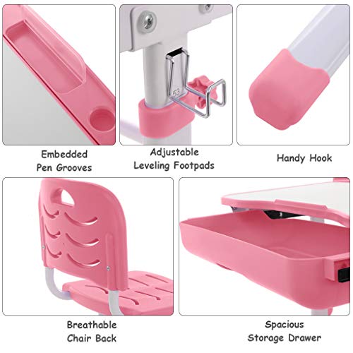 image for DAY8 Children Desk and Chair Set, Children Study Table Height Adjustab
