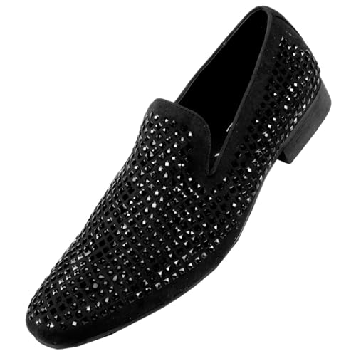 Image of Amali Men's Embellished Velvet Tuxedo Loafers, Smoking Slippers