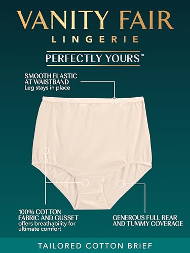 Image of Vanity Fair Women's High Waisted Underwear, Full Coverage Ladies Panties, Perfectly Yours Briefs