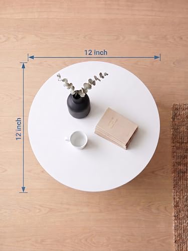 Image of Modern Round Side Table with 3 Wooden Legs, Minimalist End Table /Coffee Table for Living Room, Bedside Nightstand for Bedroom, Balcony & Small Spaces