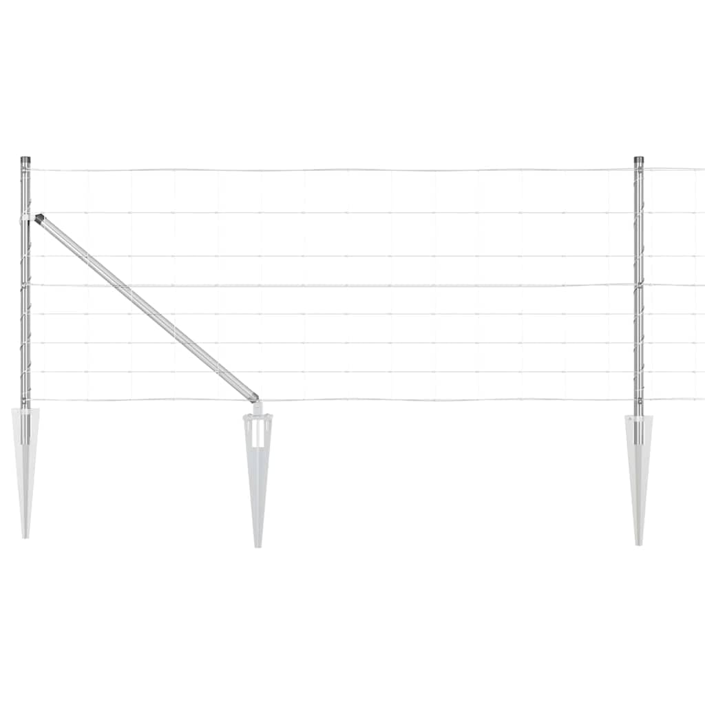 Galvanised Steel Fence Post 25 x 0.8 m Outdoor Garden Boundary Spike Set Corrosion Resistant Modern Rectangular Design for Terrace Landscaping Weatherproof 13 Pack