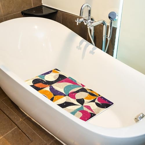 Tapete para bañera con gráficos abstractos y ventosas para duchas seguras 6
