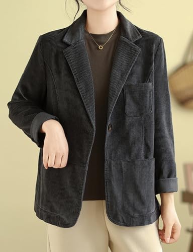 IDEALSANXUN Corduroy Blazer Women 2024 Fall Winter Suit Button Down Jackets Casual Shackets Business Coats2