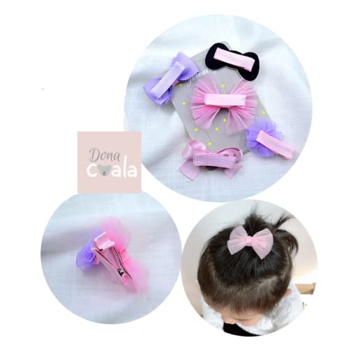 Laços meninas, bebês feitos à mão delicados e forrados, sem ponta 5 peças (Lilás)