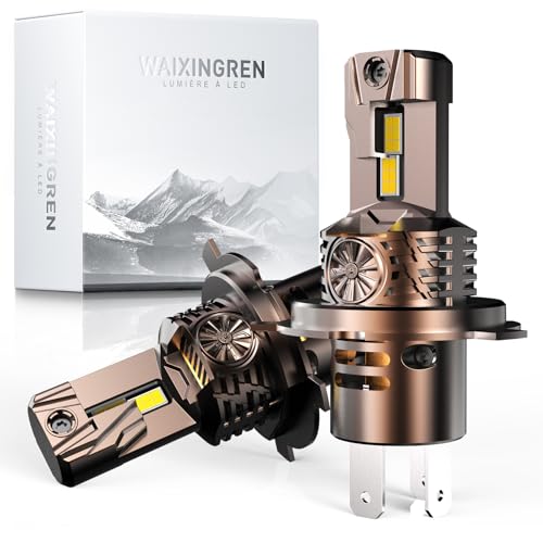 WAIXINGREN Ampoule Led H4 32000LM, 100W 6500K Lumière Ampoule H4 Led Voiture, 1:1 Halogène Mini Taille, 70000+ Heures De Vie, Plug and Play, 2 Pièces (H4/9003/HB2)