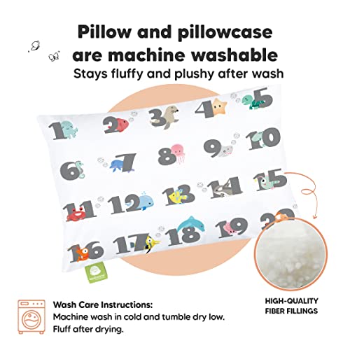 Image of Toddler Pillow with Pillowcase, 13x18 My Little Dreamy Pillow (Kea123) | Kids Travel Bed Pillow for Sleep, Organic Cotton Small Pillowcase, Soft, Breathable, Machine Washable, Toddlers 2-5 years old