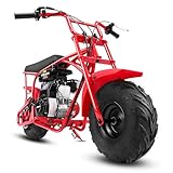 Oryxearth 105CC 4-Stroke Mini Bike Red, Off Road Gas Powered with Automatic Transmission and Pull Start for Kids